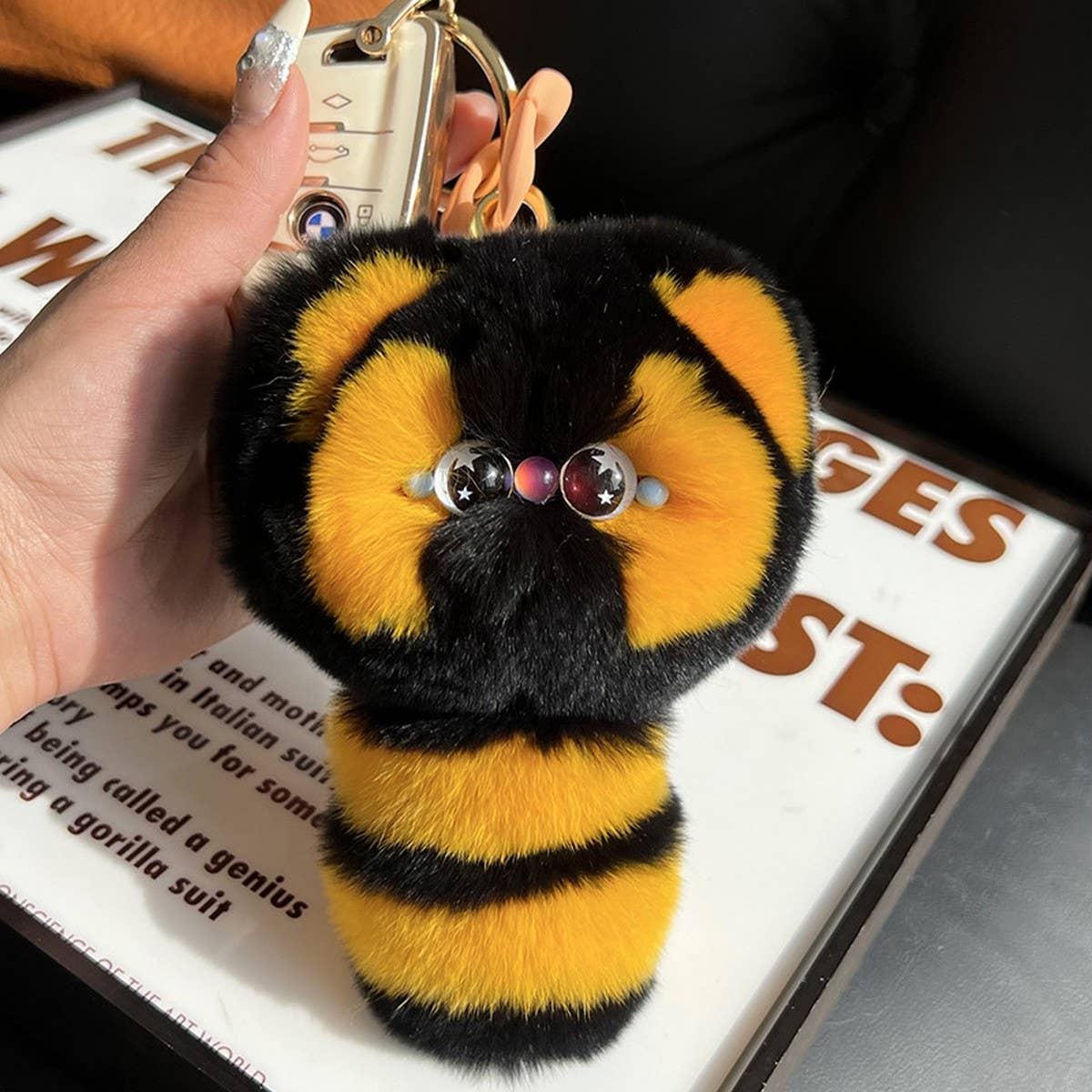 CUTE CHUBBY KITTEN CAR KEYCHAIN PLUSH PENDANT_CWMM2512