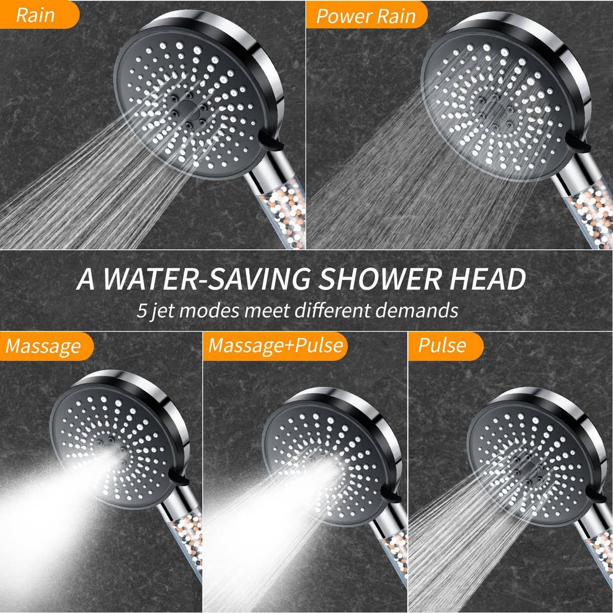 5 SPRAY MINERAL STONE FILTER SHOWER HEAD_CWASC1706