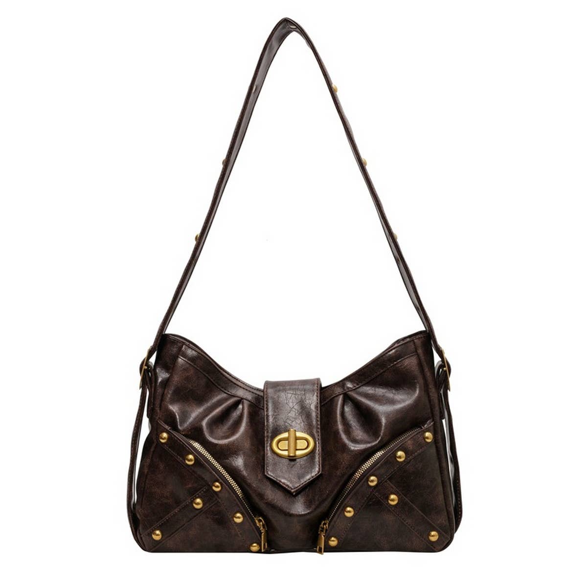 Retro Rivet Large Capacity Shoulder Bag_Cwab1580