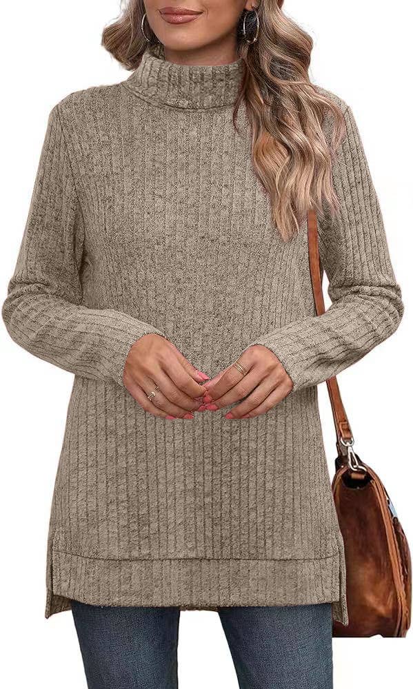 Solid Color High Neck Slit Slit Loose T-Shirt