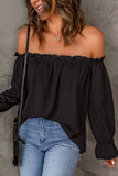 Solid-Color Pullover Sexy Off-The-Shoulder Shirt