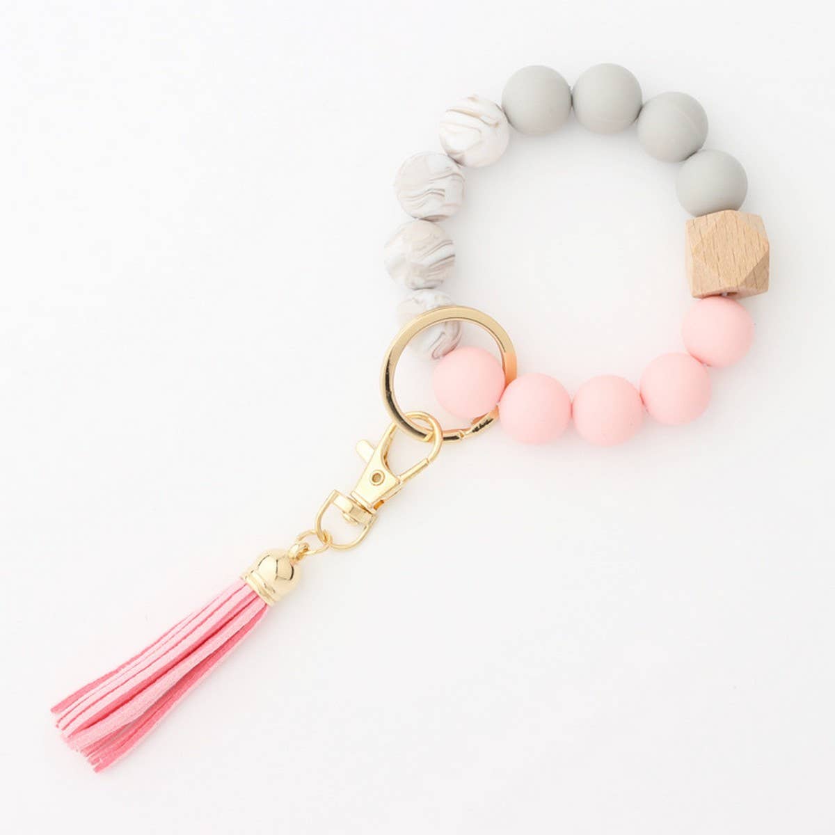 TASSEL BEAD KEYCHAIN BRACELET WITH SILICONE BEADS_CWMM7020
