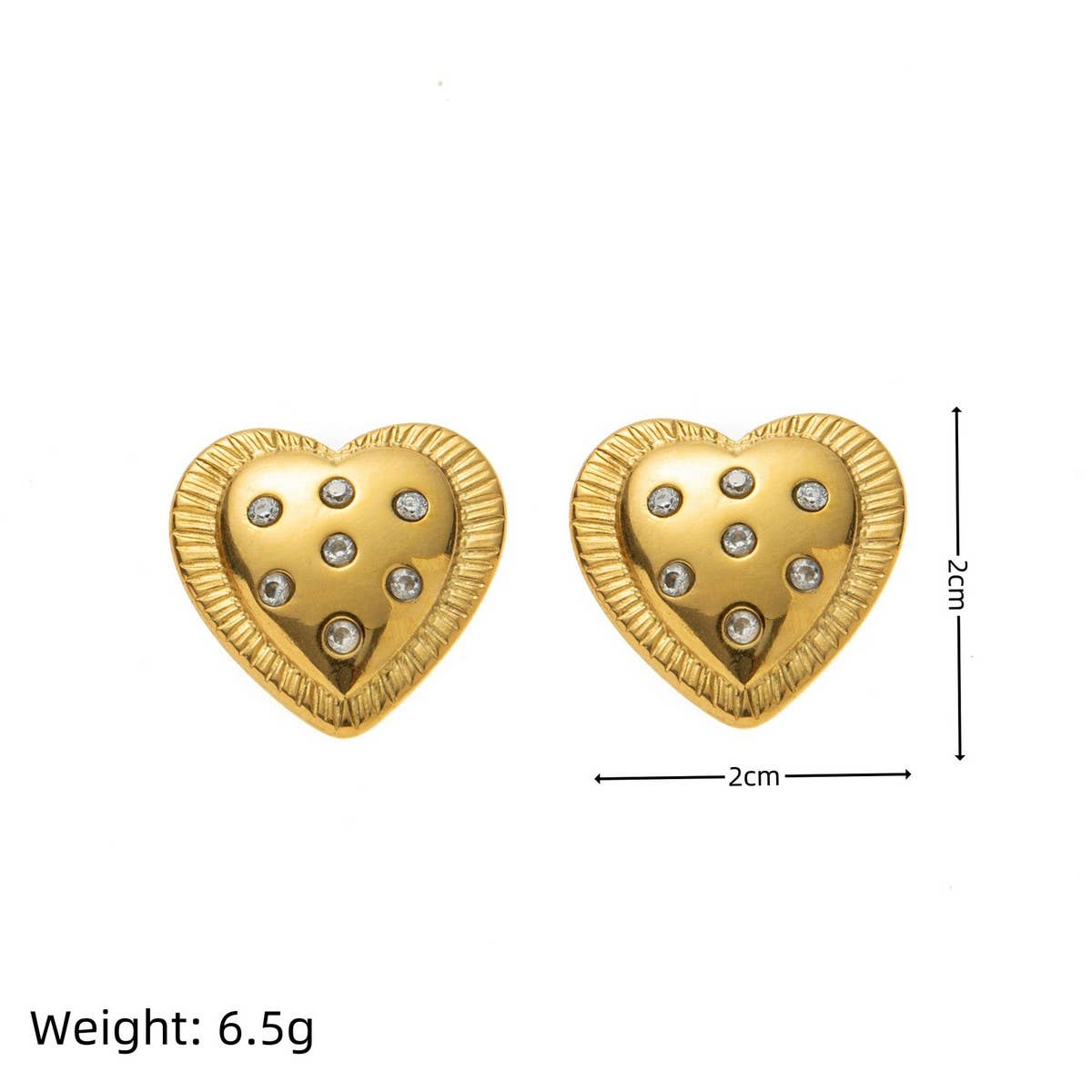 Trendy Irregular Heart Zircon Earrings 18K Gold