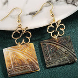 FASHION SQUARE CARVED NATURAL BLACK SHELL EARRINGS_CWMM4362