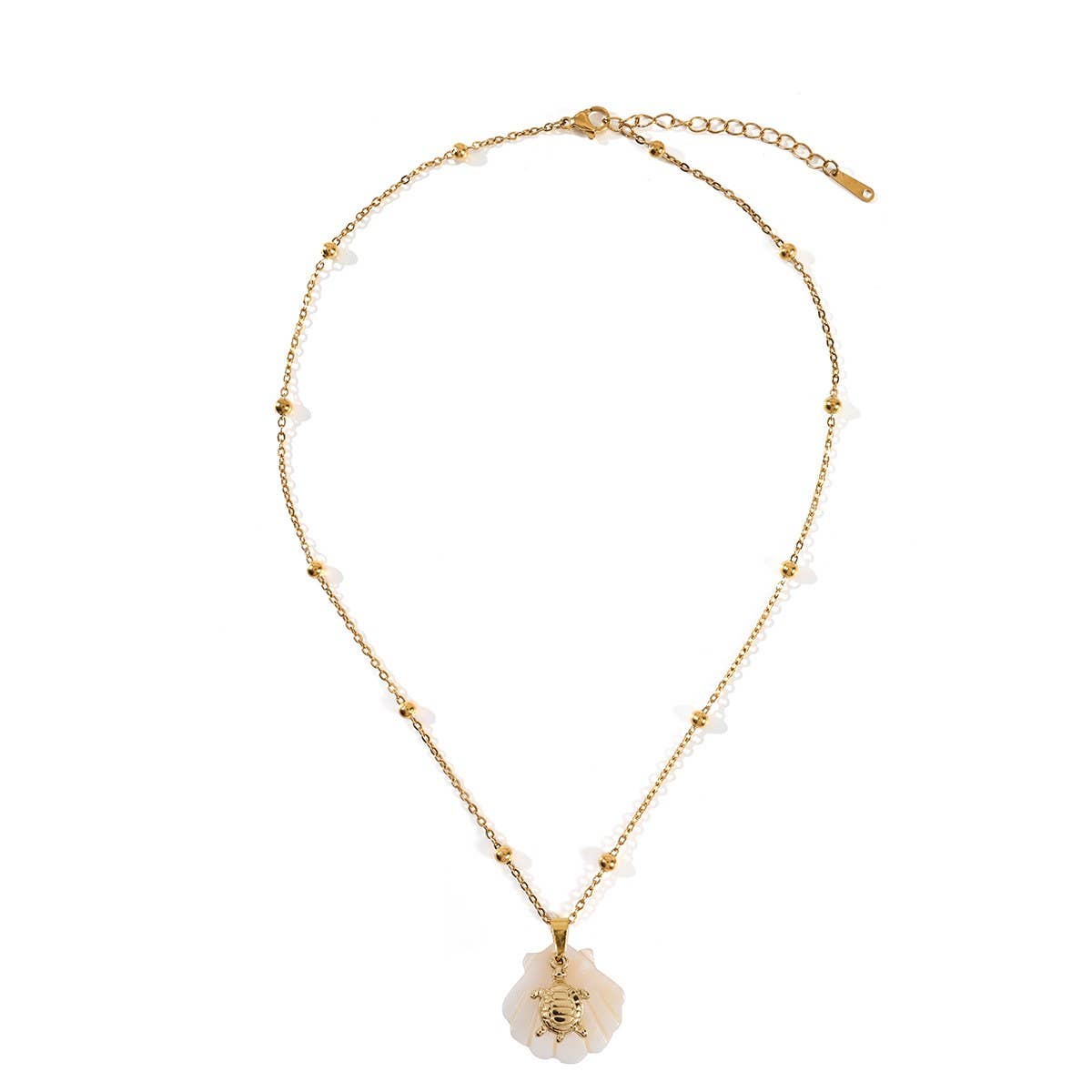 SUMMER BEACH STEEL SHELL STARFISH NECKLACE_CWMM8862