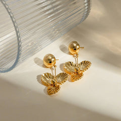 STAINLESS STEEL THREE PETAL FLOWER EARRINGS_CWASC1680