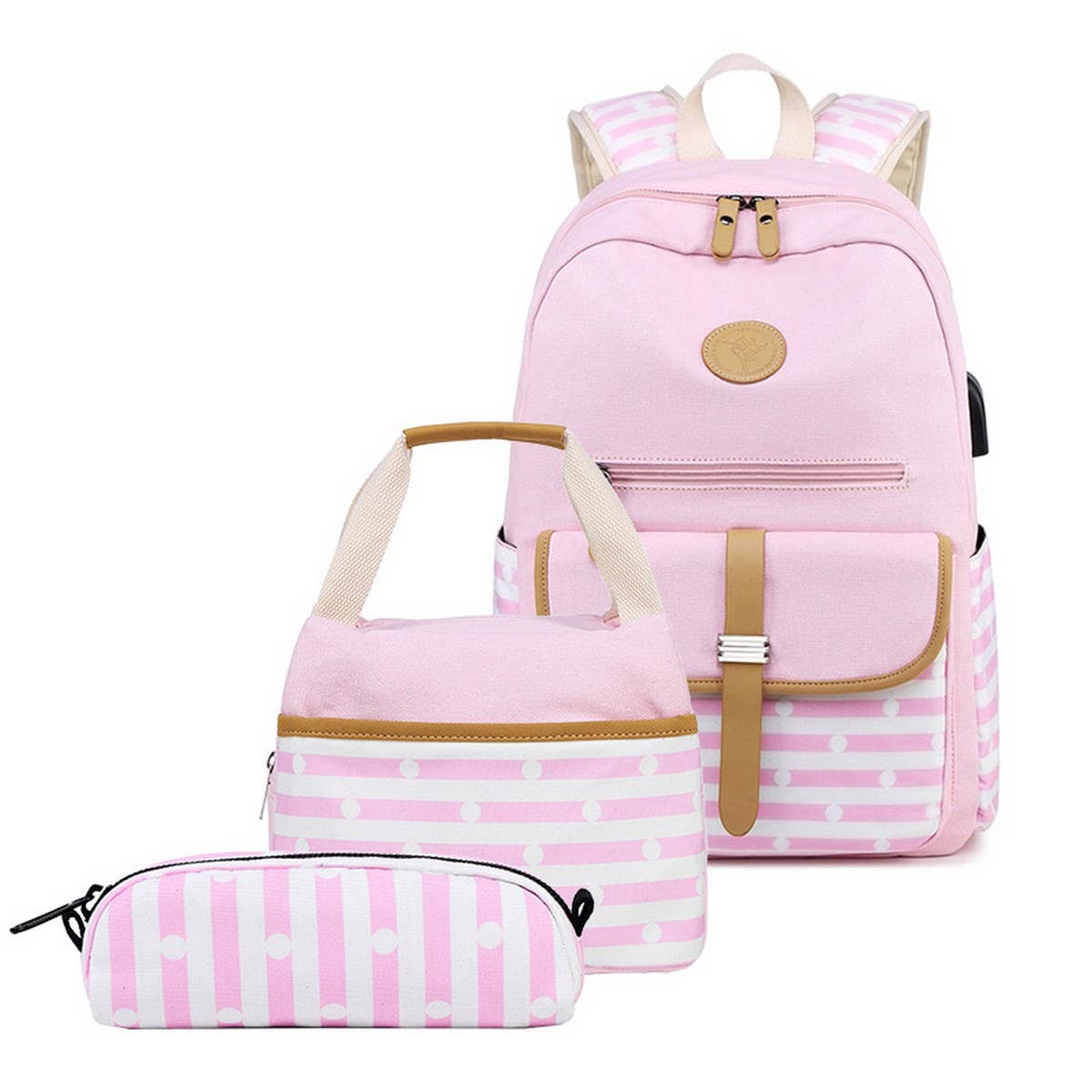 STRIPED BACKPACKS FOR SCHOOL GIRLS TRAVEL BAG_CWAB5497