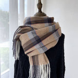 PLAID FAUX CASHMERE MID LENGTH SCARF FOR WINTER_CWASC1456