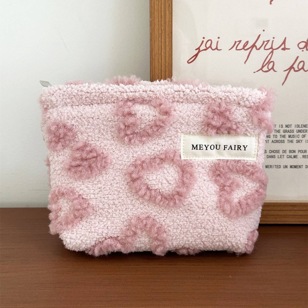 Plush Heart Makeup Bag Thickened Travel Wash Pouch_Cuab00672