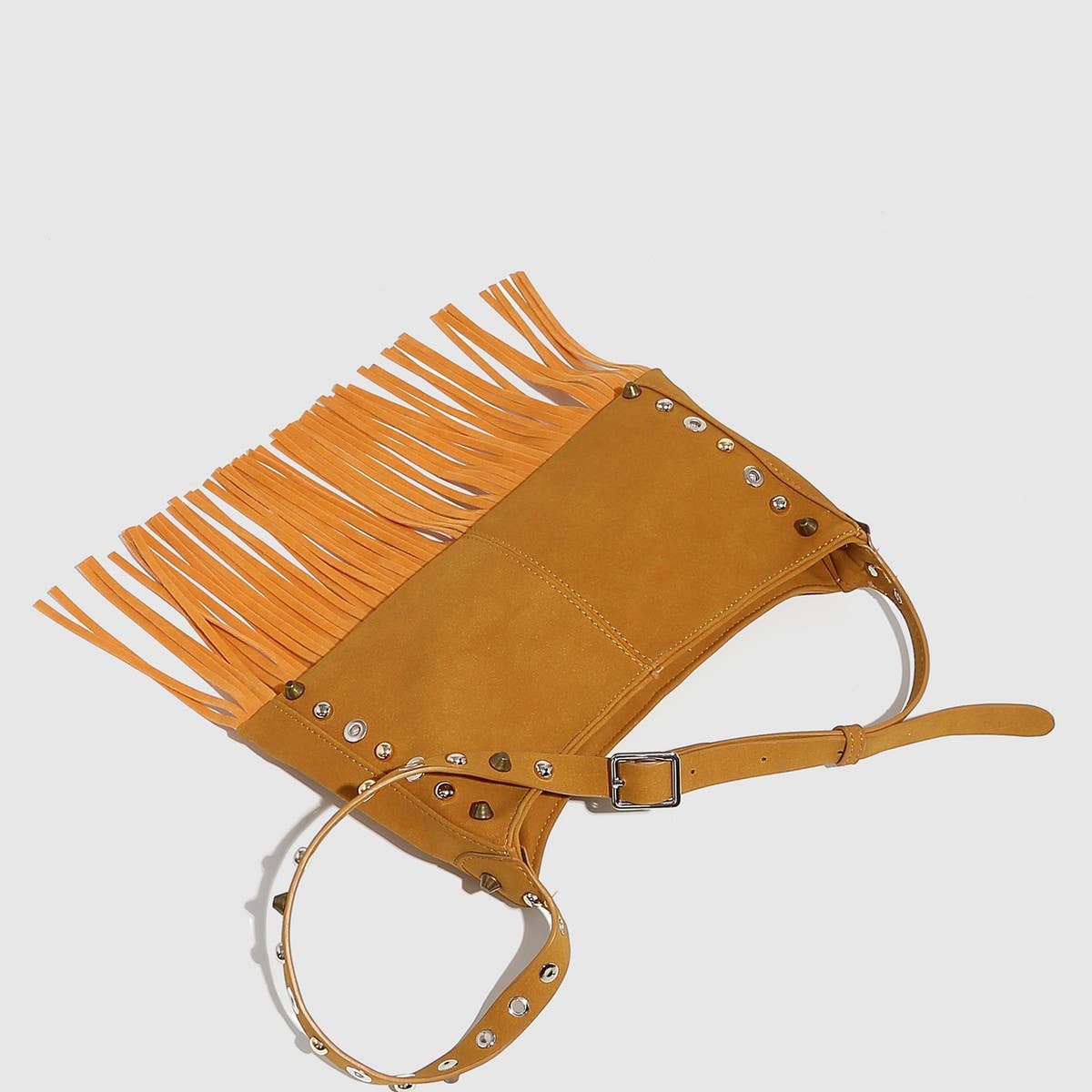 BOHO PUNK STUDDED FRINGE CROSSBODY BAG_CWAB5685