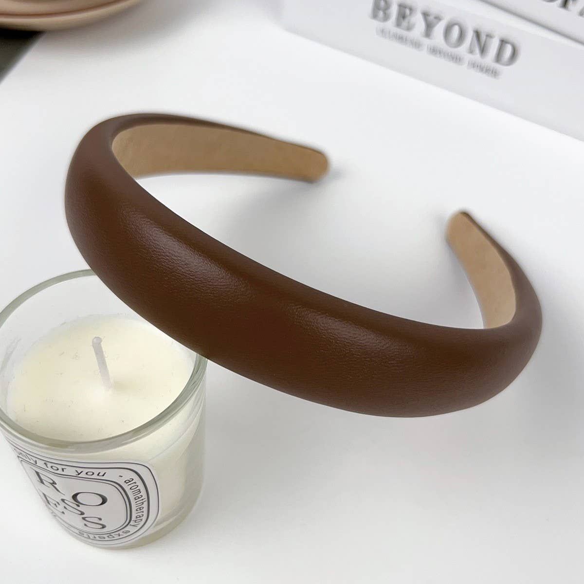 TEXTURED SOLID COLOR WIDE BRIM HIGH TOP HEADBAND_CWAHA2078