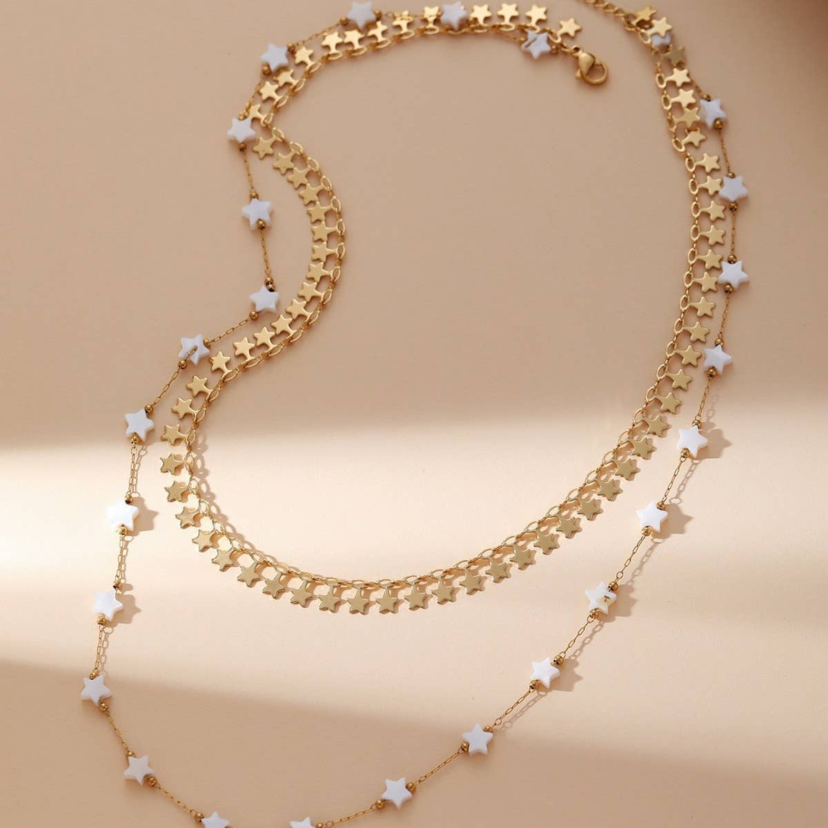 EXQUISITE CLAVICLE STAR SHELL PEARL NECKLACE_CWMM3587