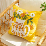Yello Floral Embroidered Pillowver For Sofa/Bed_Cwmm7694