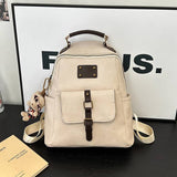 Retro Large-Capacity Leather Commuter Backpack