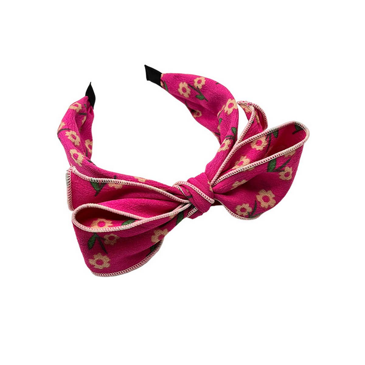 PRESSED WIDE BRIMMED FLORAL BOW HEADBAND_CWAHA2573
