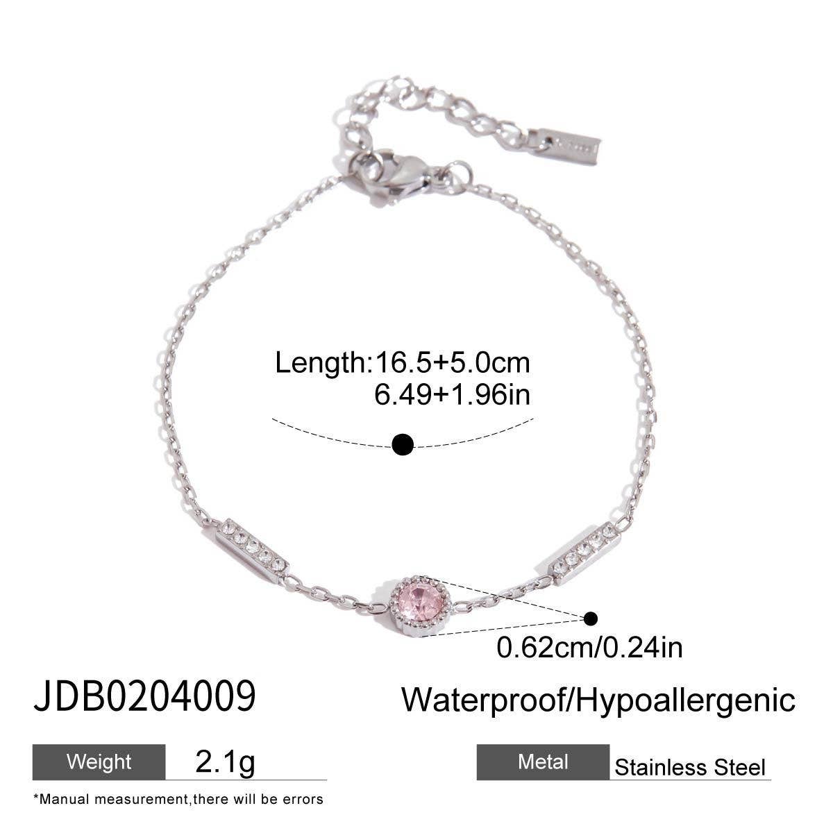 18K GOLD PINK ZIRCON ROUND BRACELET NO FADE_CWAJE4713