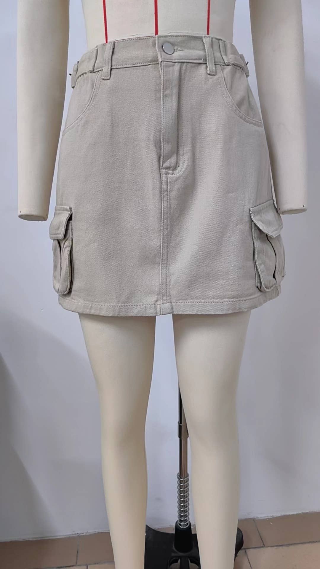 Trendy Denim Skirt With Pocket Cargo