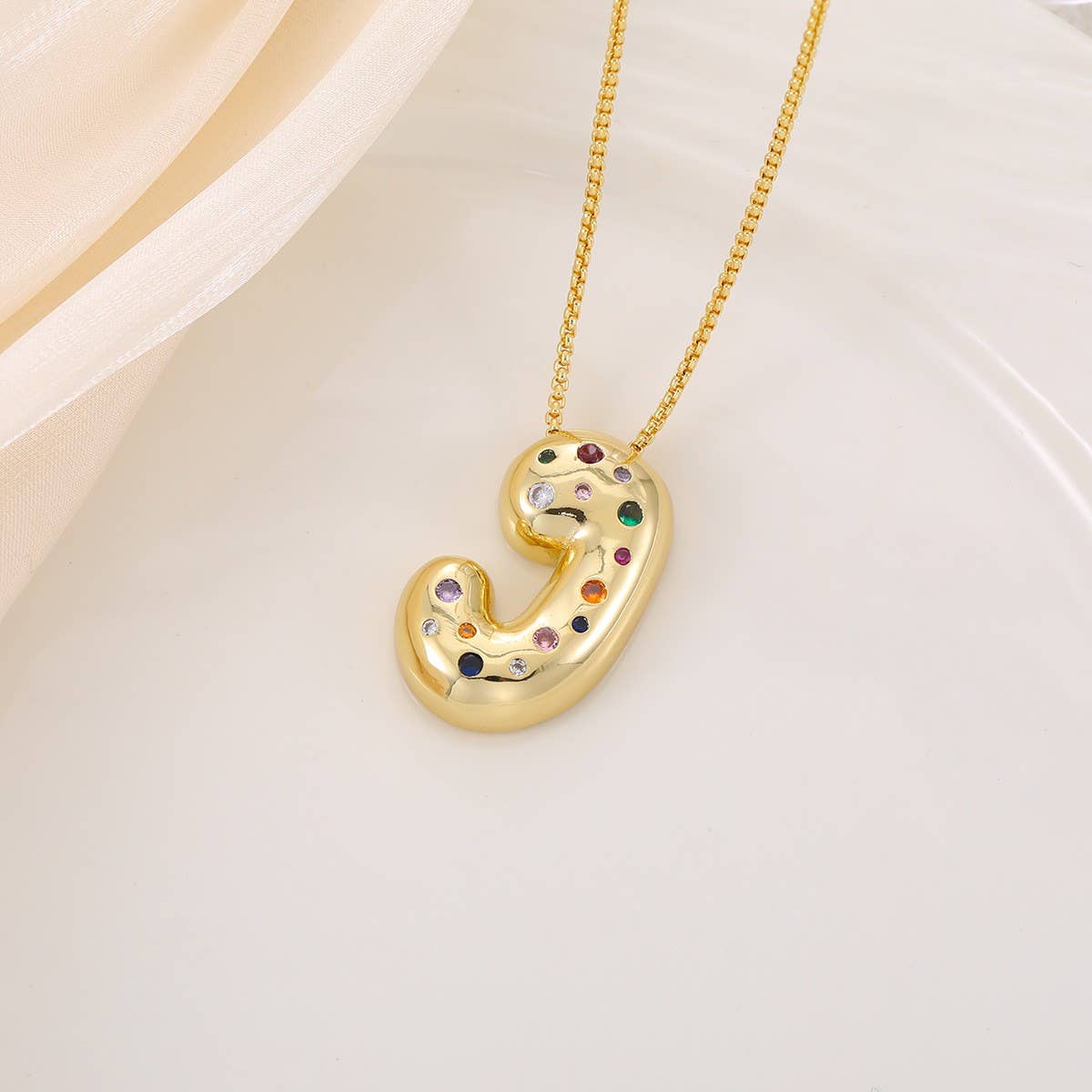 CREATIVE GLOSSY COLORFUL LETTER PENDANT NECKLACE_CWMM5877