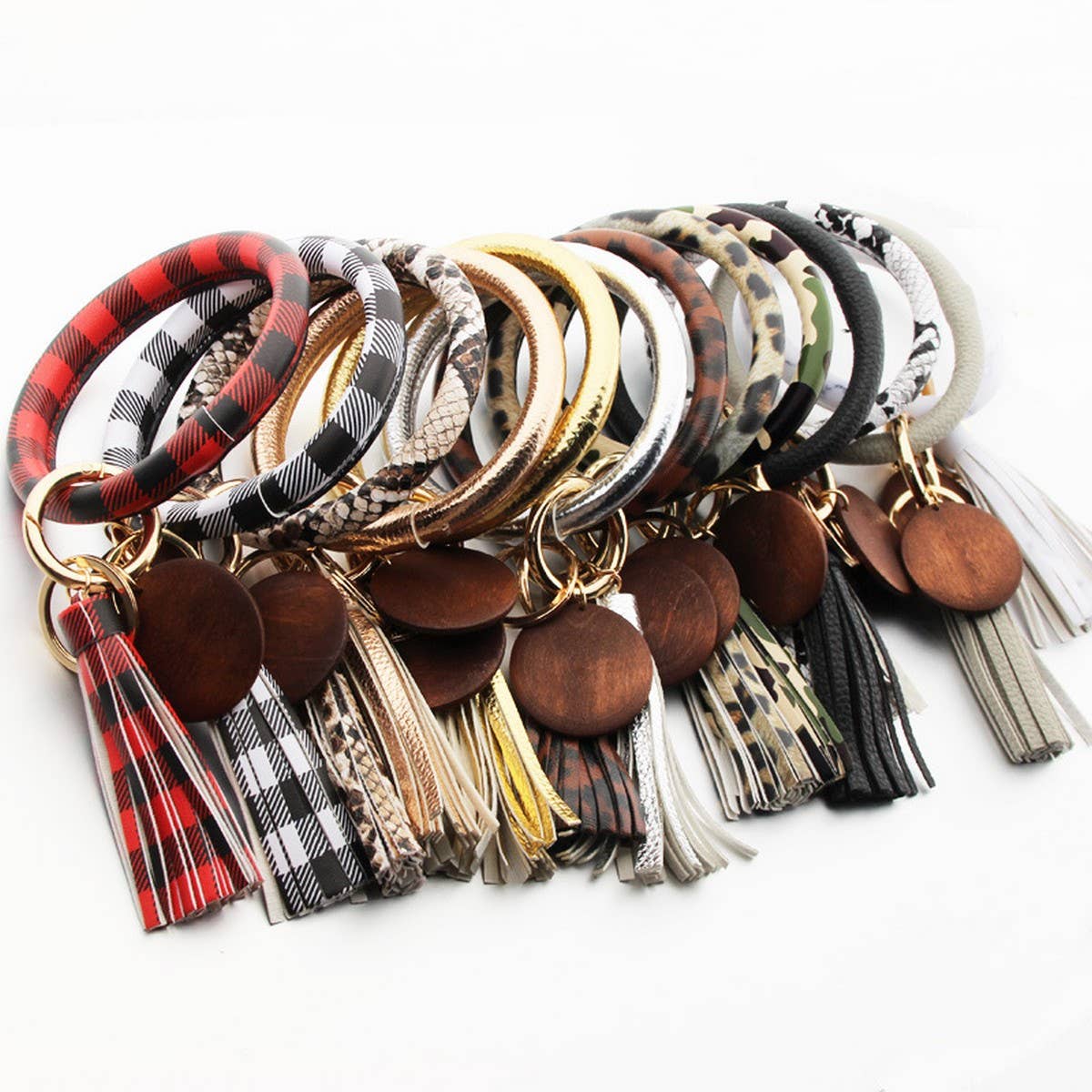 PERSONALIZED LEATHER WRISTLET KEYCHAIN WITH TASSEL_CWMM7024