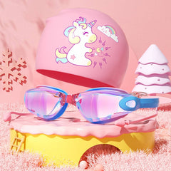 KIDS HD ANTI FOG SWIM GOGGLES CAP CUTE STYLE_CWMM6644