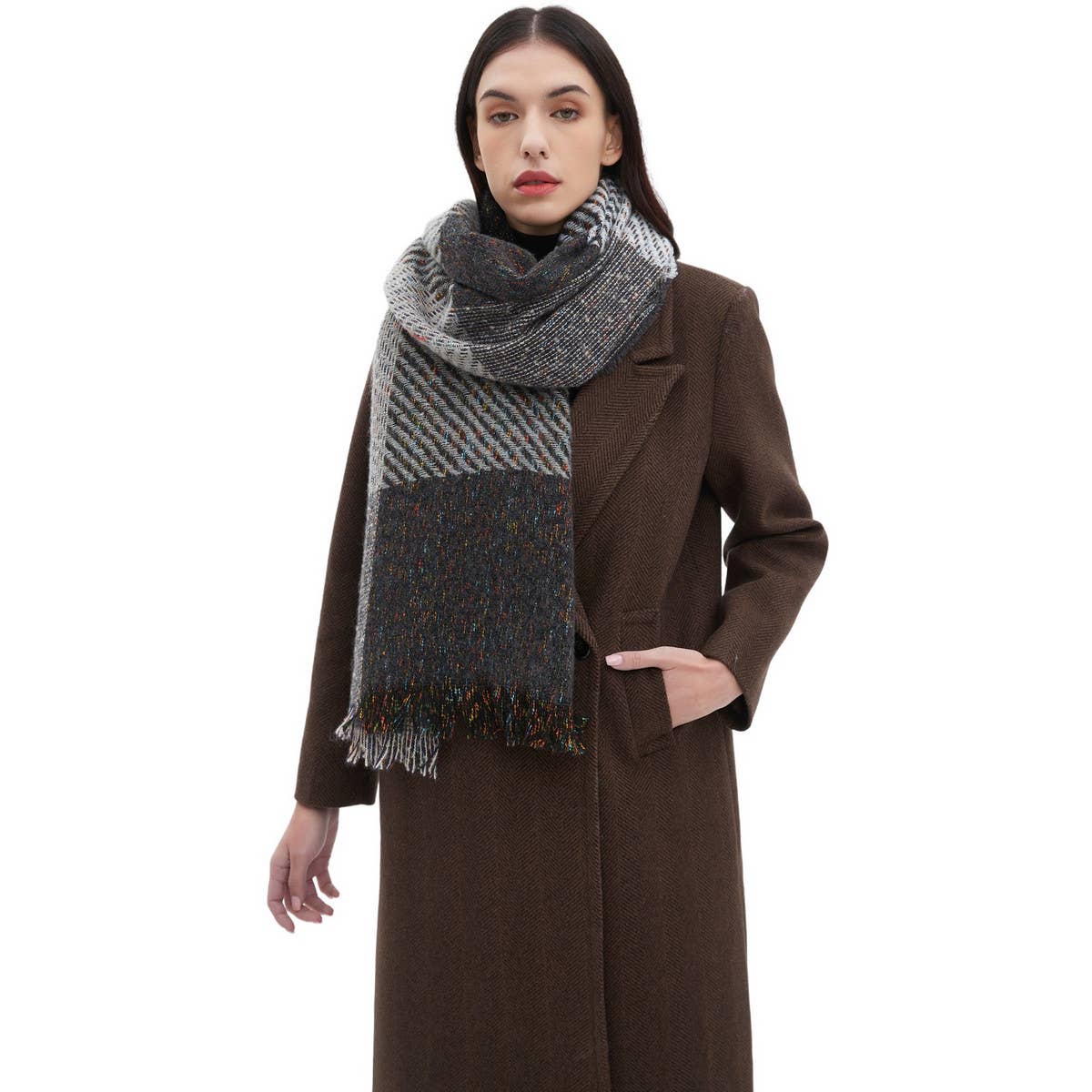 LARGE PLAID SCARF UNISEX WINTER WRAP SHAWL_CWASC0867