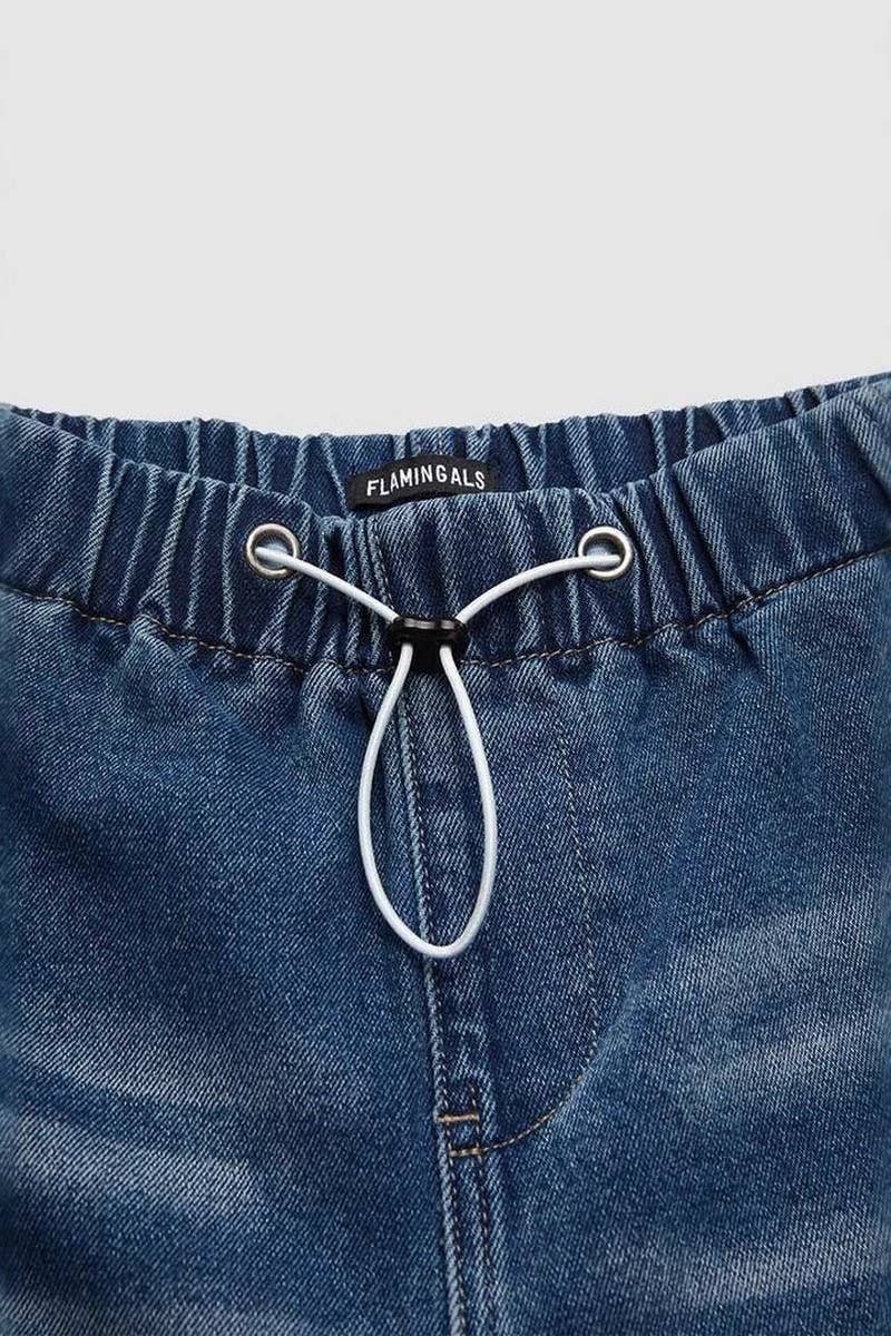 Cwjp0585_Mid Waist Pleated Wide Leg Straight Jeans