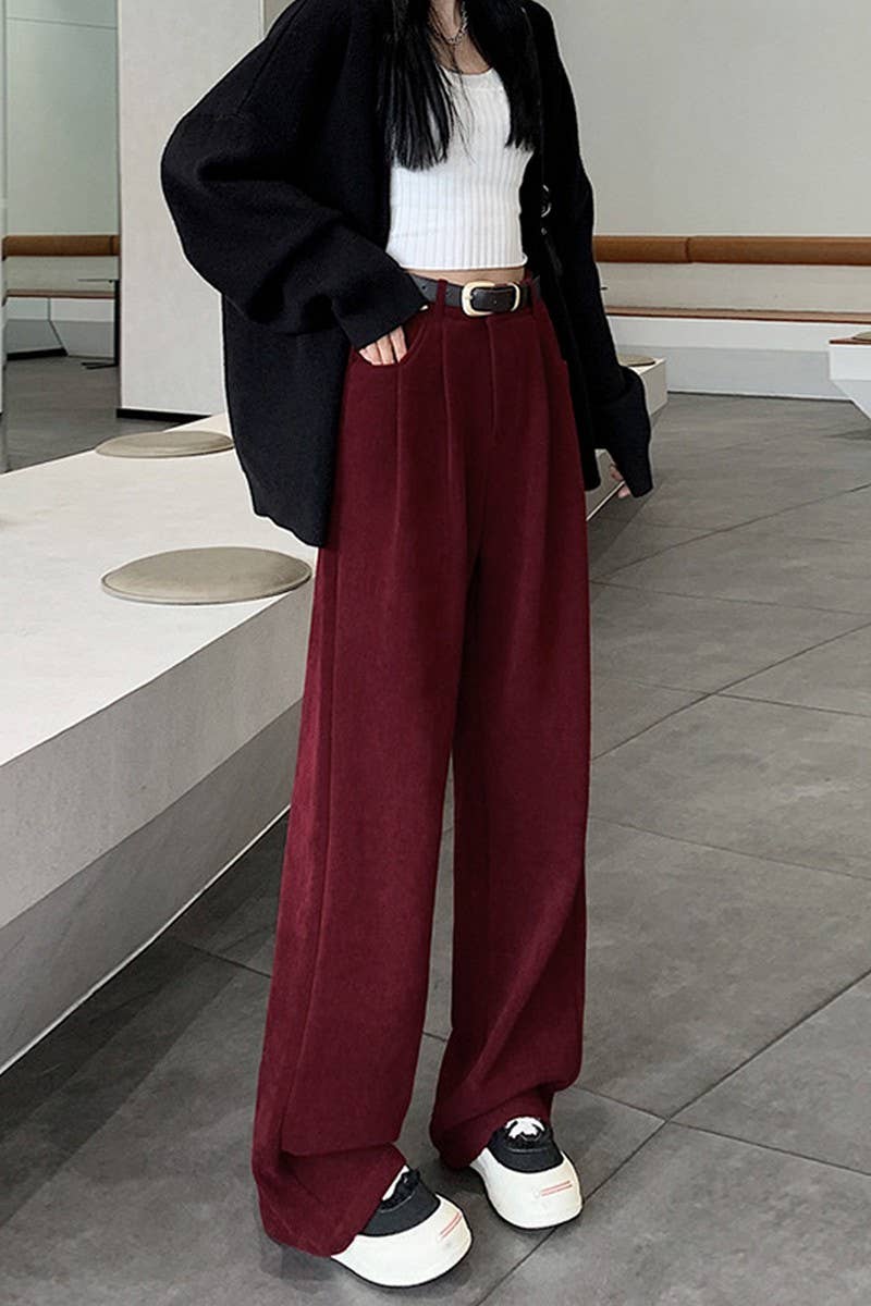 Straight leg high-waisted casual wide-leg pants_CWBLP1071