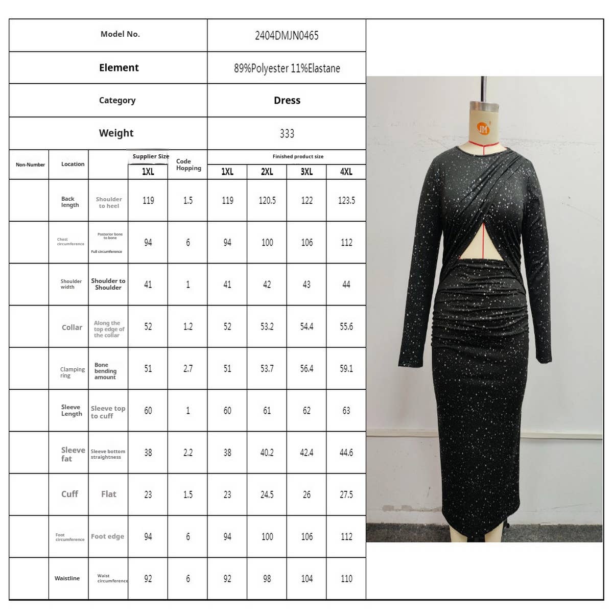 CUT OUT BODYCON DRESS LONG SLEEVE SLIT STYLE_CWDMD5965