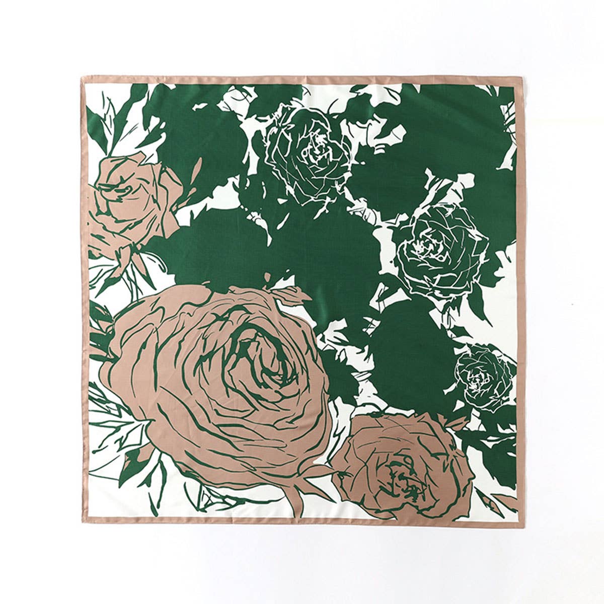 FLORAL PRINT SATIN SCARF FOR WOMEN LARGE SQUARE_CWASC0198