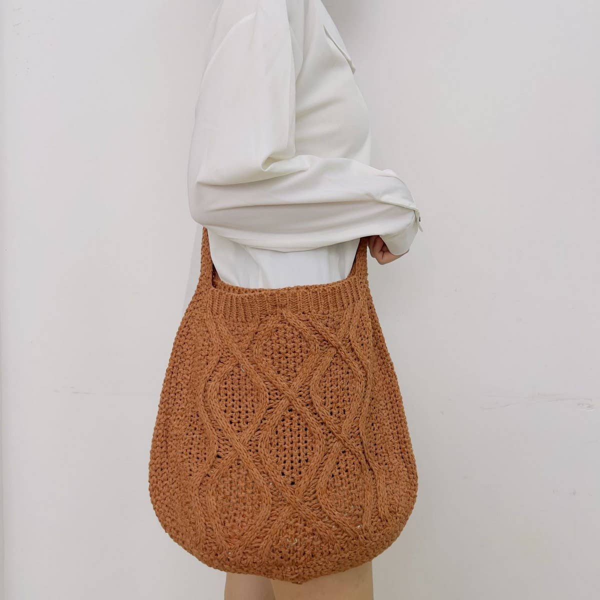 Cwab4573_Solid Knit Twist Vintage Tote Crossbody Bag