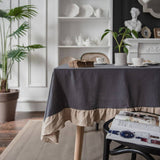 HOME PLAIN RUFFLED POLYESTER AND LINEN TABLECLOTH_CWMM0967