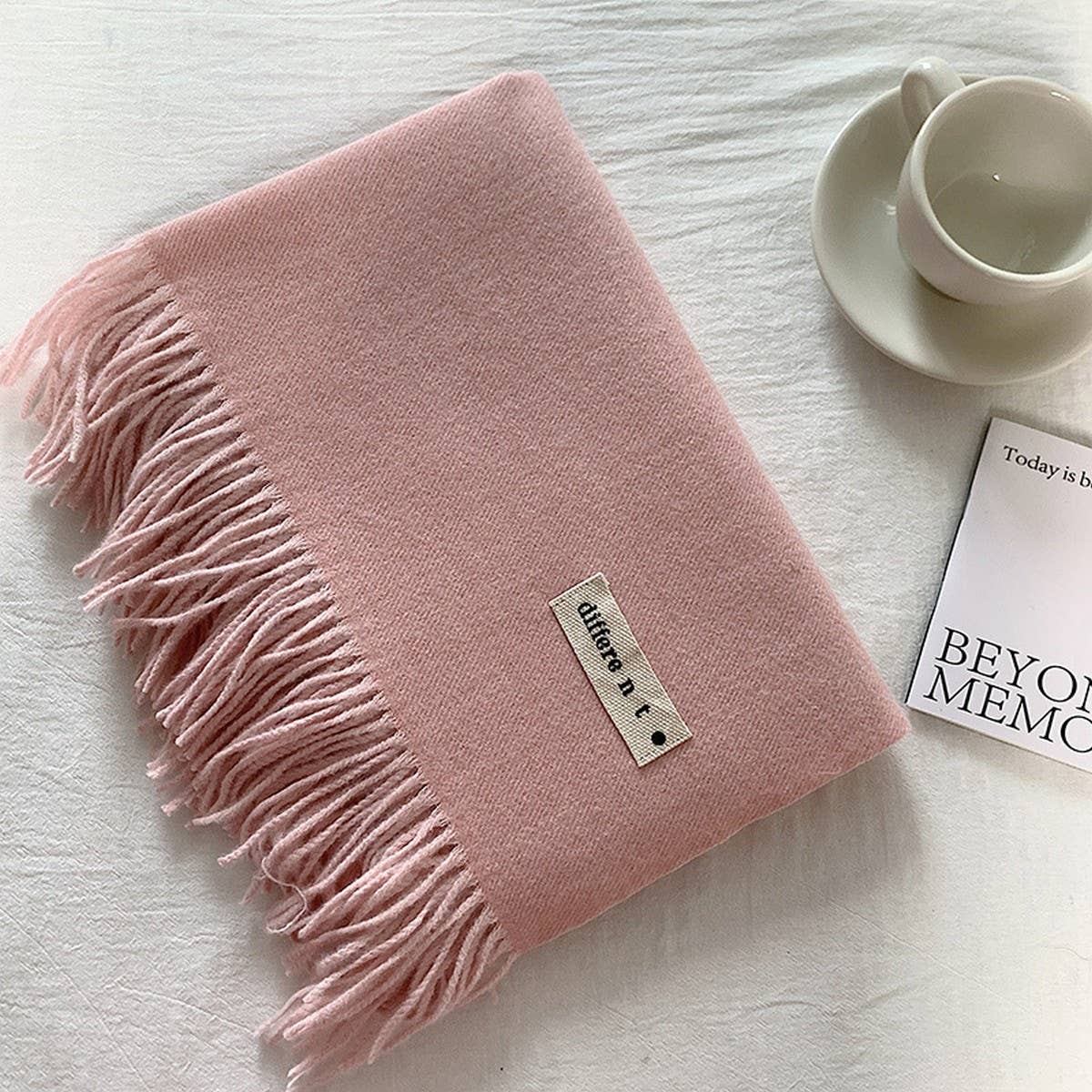 COLORBLOCK TASSEL SCARF THICK WRAP FOR STUDENTS_CWASC2281