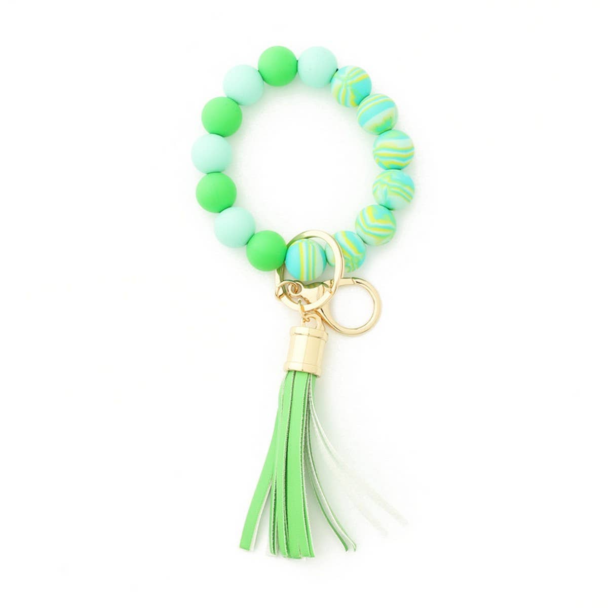 COLORFUL SILICONE BEAD BRACELET WITH WOOD KEYCHAIN_CWAB5108