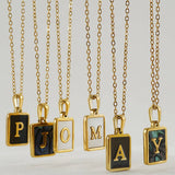 18K STAINLESS STEEL SQUARE 26 LETTER NECKLACE_CWAJE0679