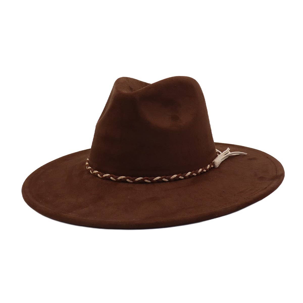 Unisex Suede Wide Brim Fedora Hat Couple Style_Cwah04448