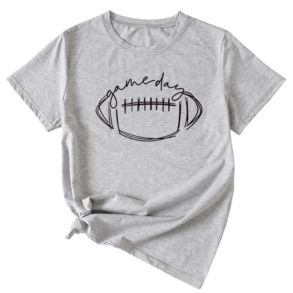 Wome Casual Tee With Fun Football Print_Cwdsd8368