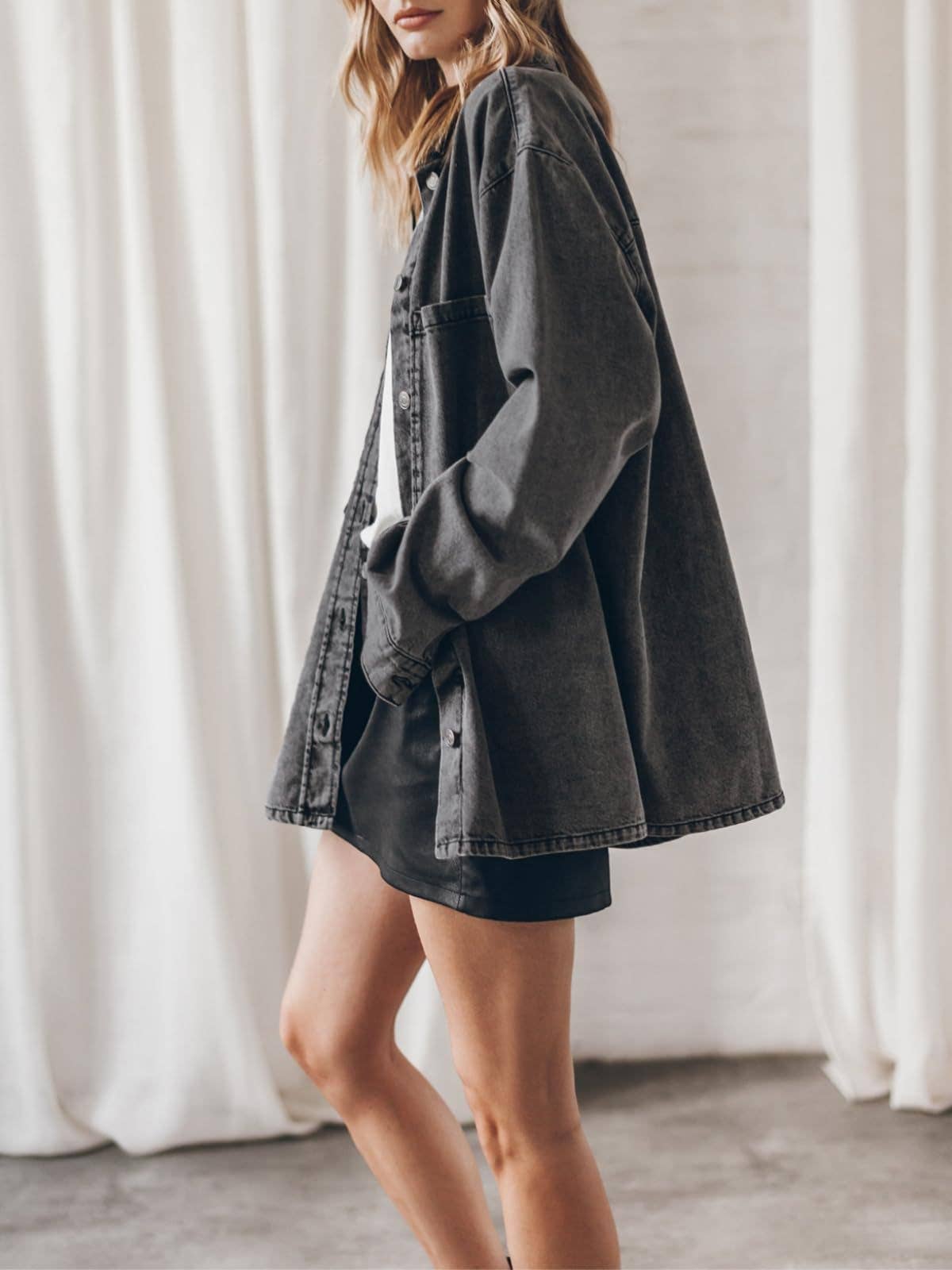 Vintage Hong Kong Style Turn-Down Denim Jacket