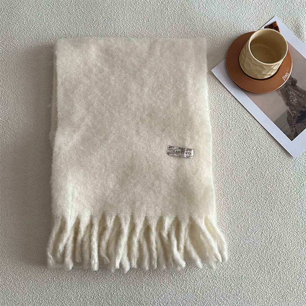 CHUNKY WOOL BLEND SCARF FOR WINTER SOLID COLOR_CWASC2361