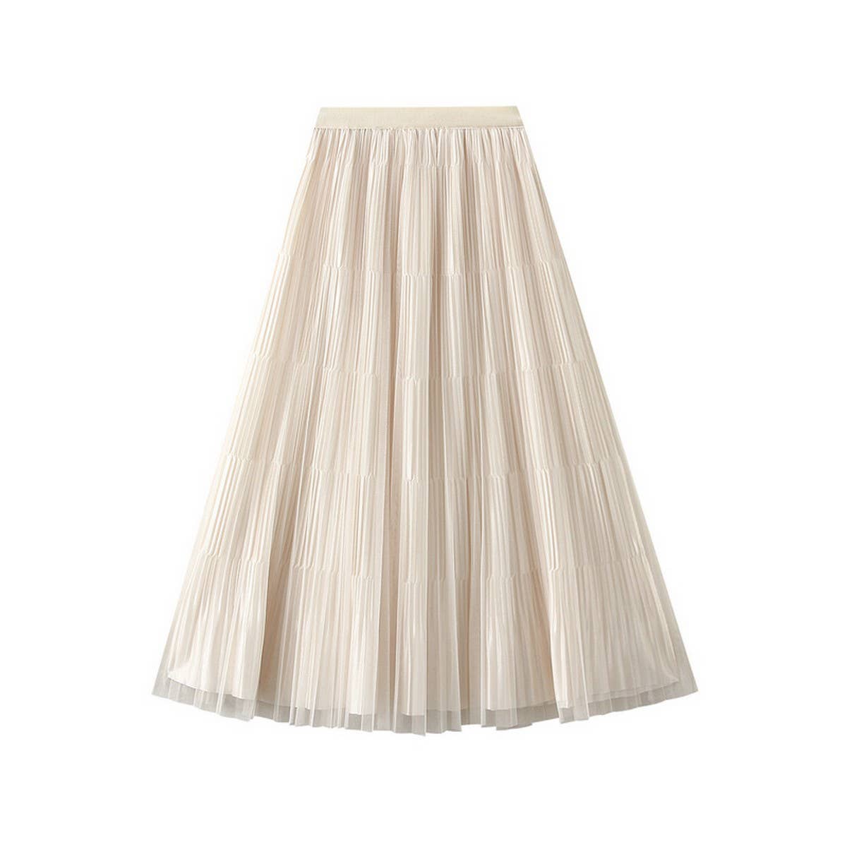 REVERSIBLE MESH PLEATED SKIRT A LINE SKIRT_CWBMS0316