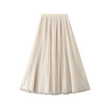 REVERSIBLE MESH PLEATED SKIRT A LINE SKIRT_CWBMS0316