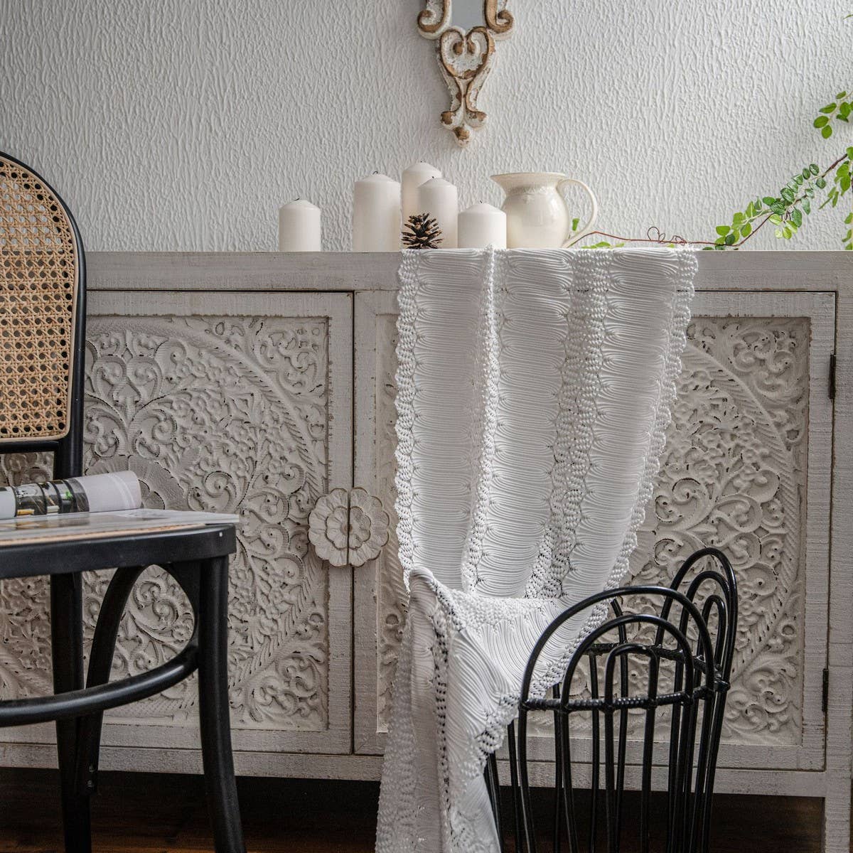 LACE HOLLOW WHITE TABLE DECORATION TABLECLOTH_CWMM1000