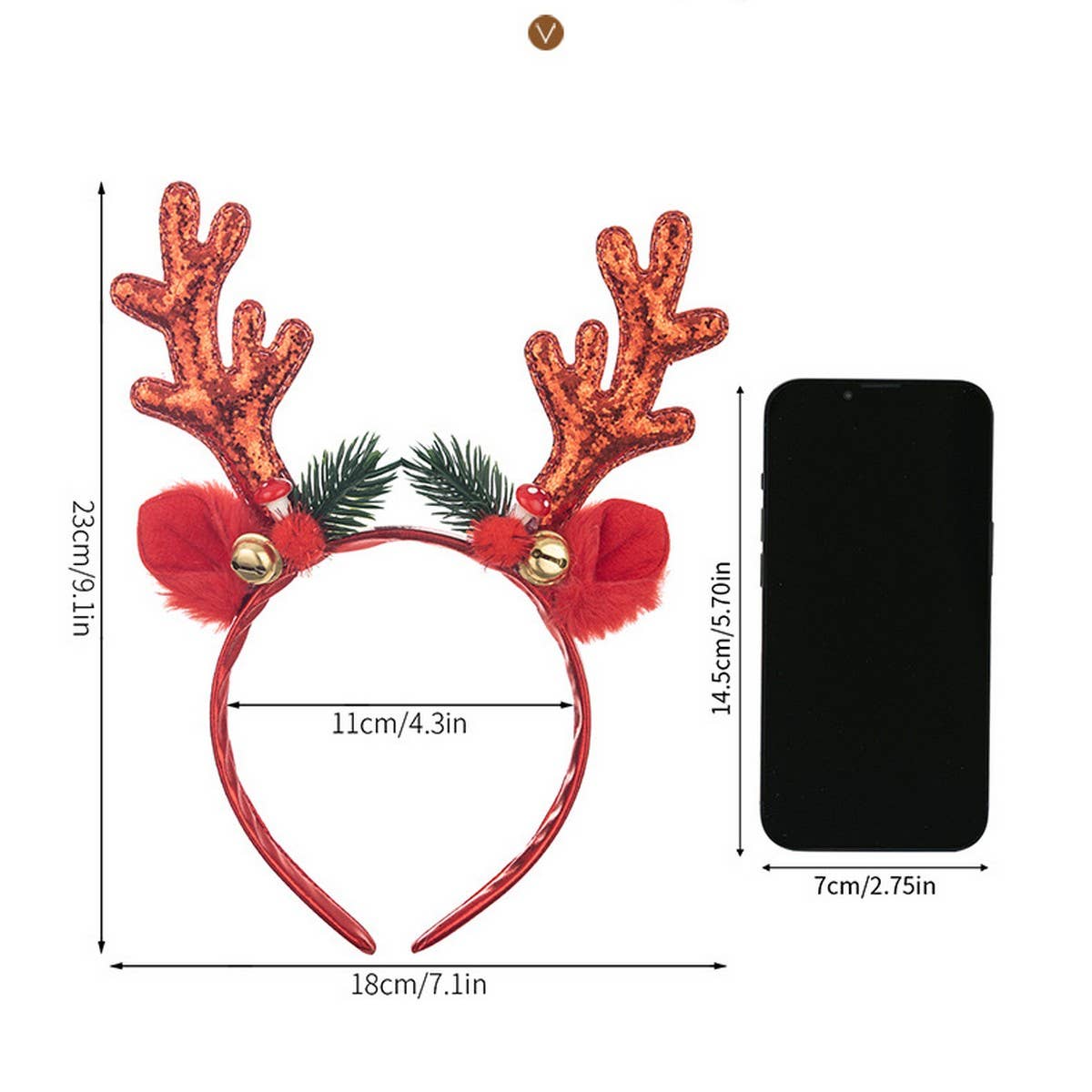 Cwmm10321_Christmas Reindeer Antler Headband With Bells