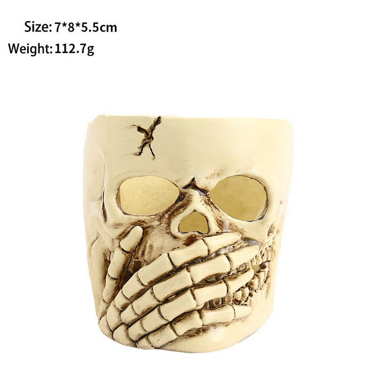 HALLOWEEN SKULL RESIN CANDLE HOLDER DECOR_CWAJE5297