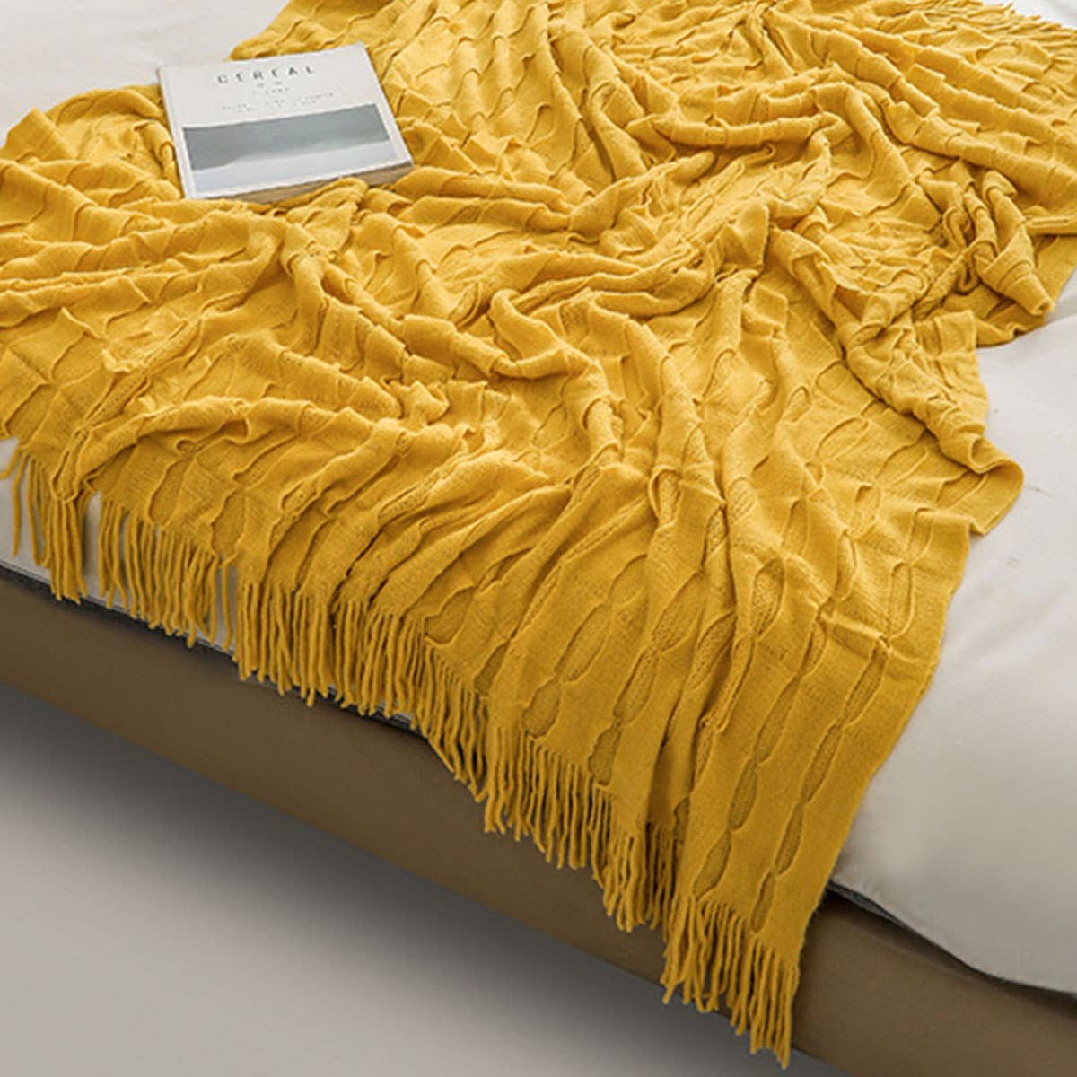 KNITTED THIN TASSEL SOFA BLANKET BED END BLANKET_CWMM0222
