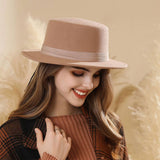 AUTUMN WINTER FELT HAT ELEGANT VINTAGE FEDORA_CWAH1975