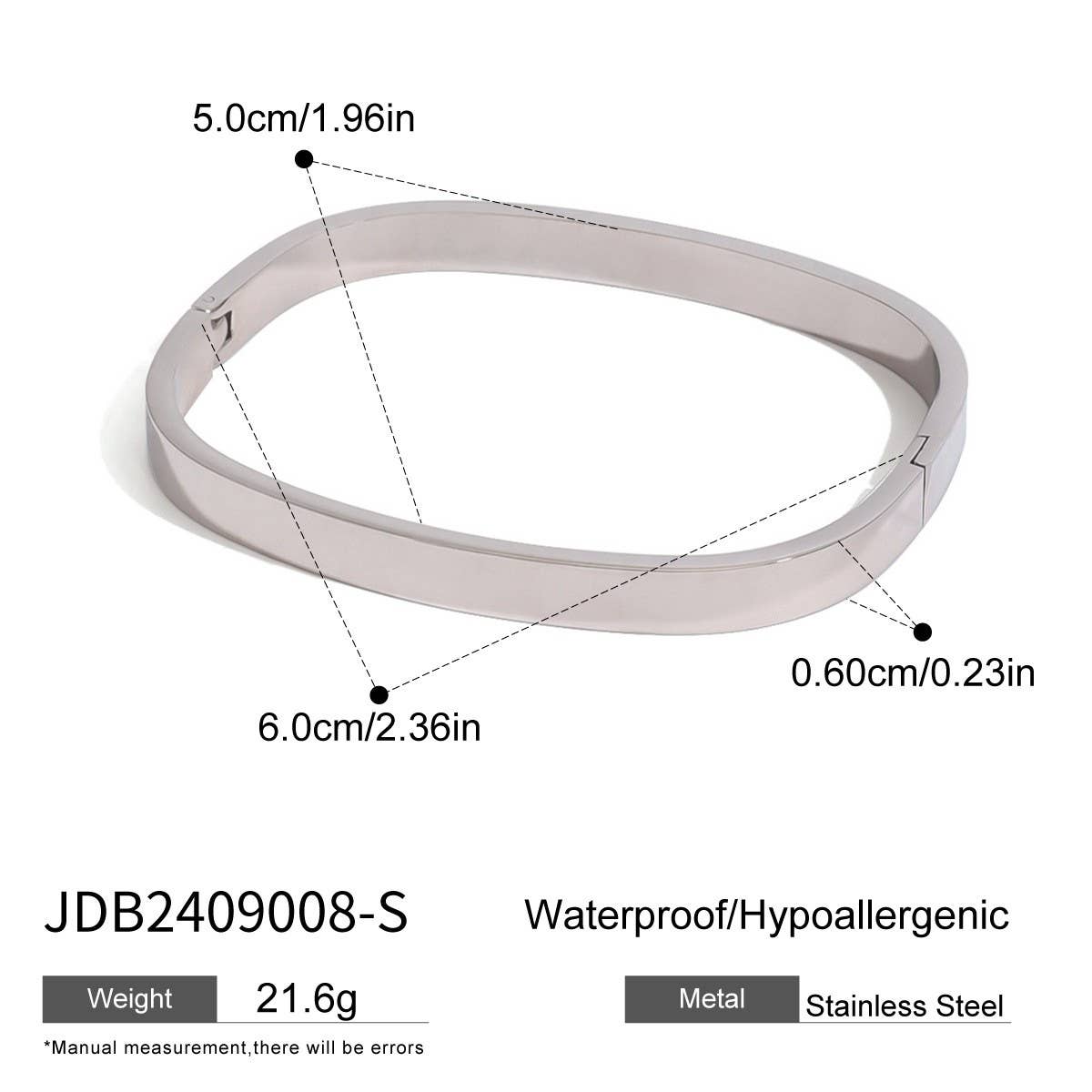 STAINLESS STEEL CURVED CLASP BANGLE SLEEK STYLE_CWAJE4661