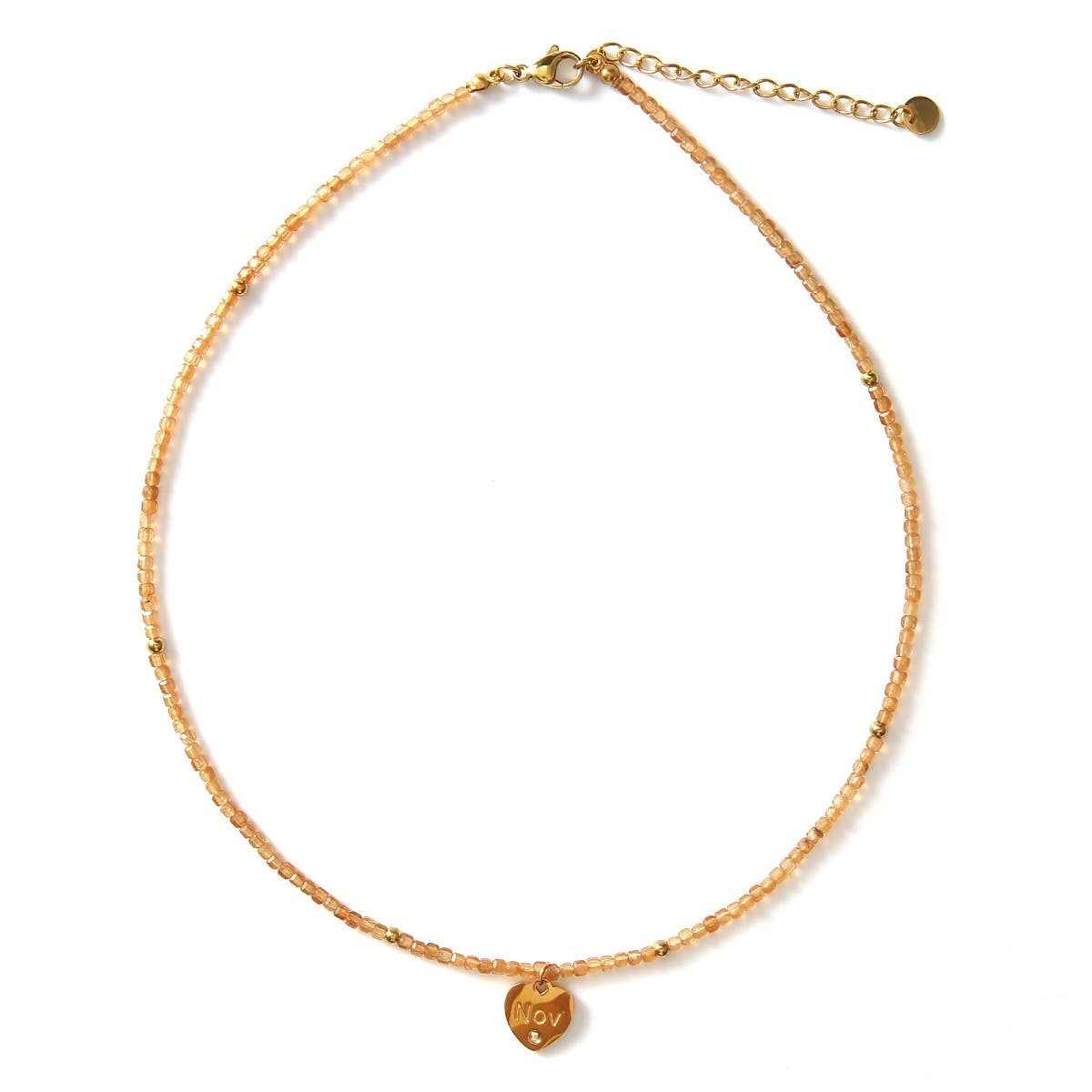 12 MONTH CUT STONE NECKLACE WITH HEART PENDANT_CWMM8851