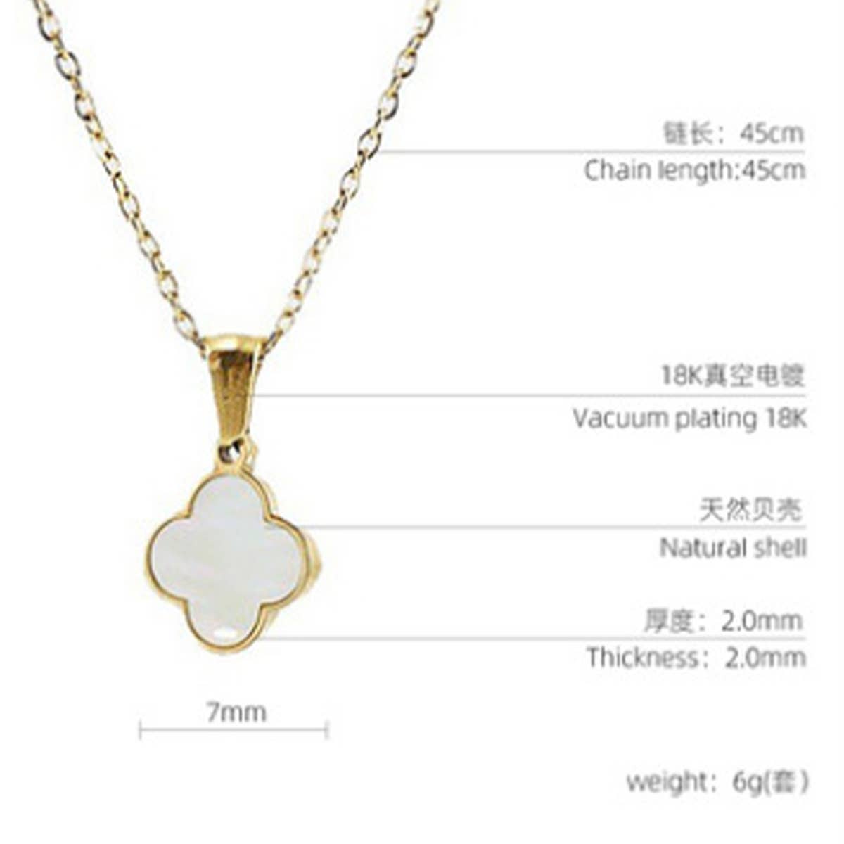 FOUR LEAF CLOVER SHELL EARRINGS NECKLACE SET_CWAJE0680