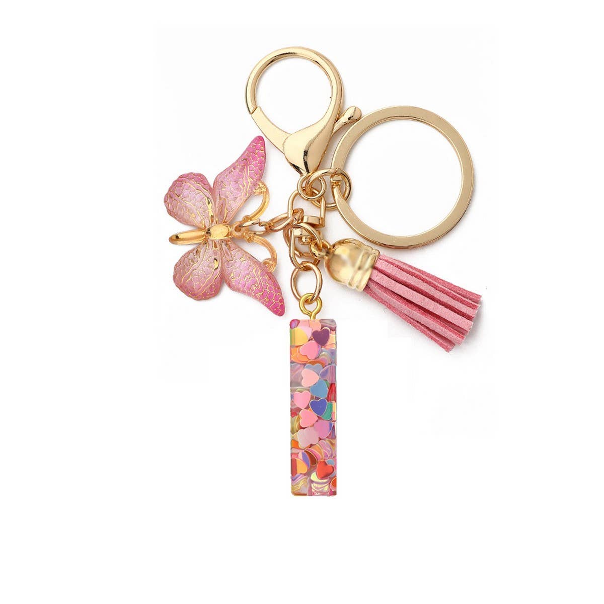 GLITTER RESIN LETTER BUTTERFLY KEYCHAIN_CWMM6866