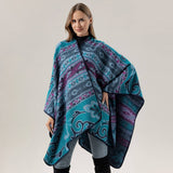SHAWL FAUX CASHMERE JACQUARD SLIT CAPE SCARF_CWASC2231